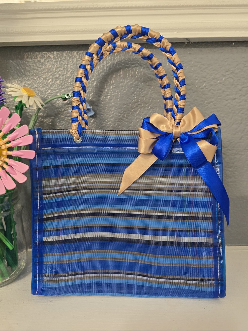 Traditional Mexican Mercado Tote - Blue bolsita